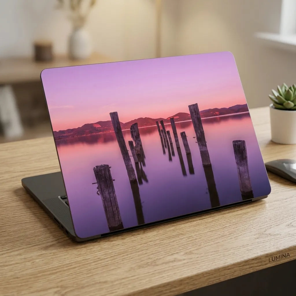 Pier Lake Sunset Laptop Skin