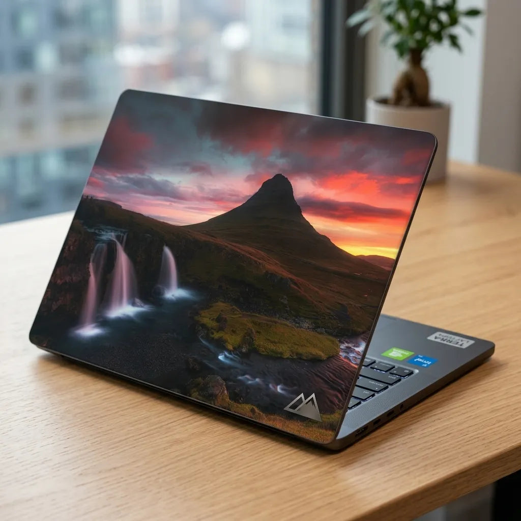 Waterfall and Sunset Laptop Skin