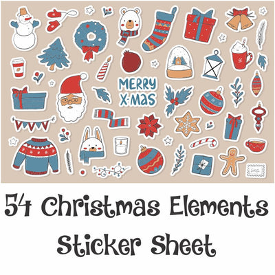 A3 Sticker Sheet of Christmas Elements
