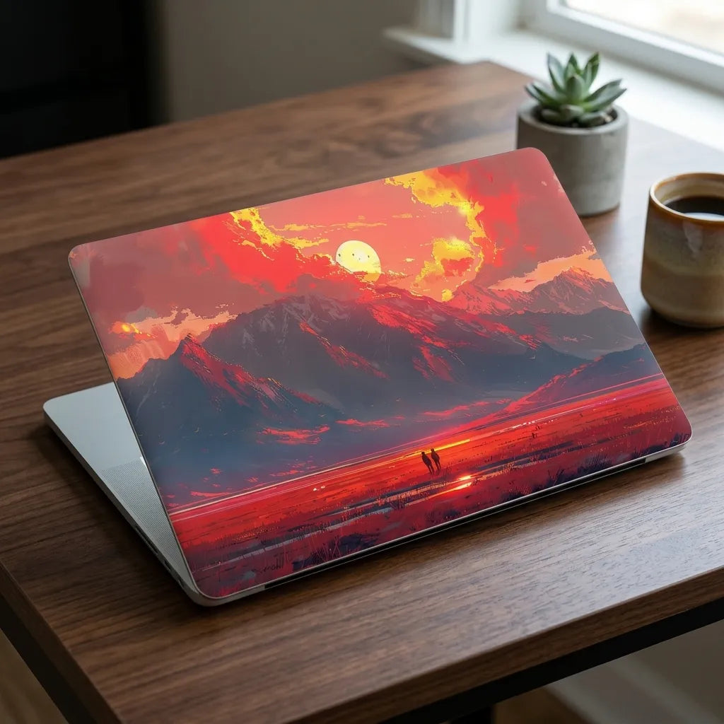 Sunset Meadow Anime Laptop Skin