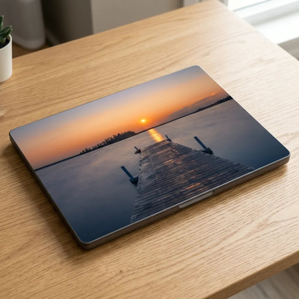 Wooden Dock on a Lake Laptop Skin